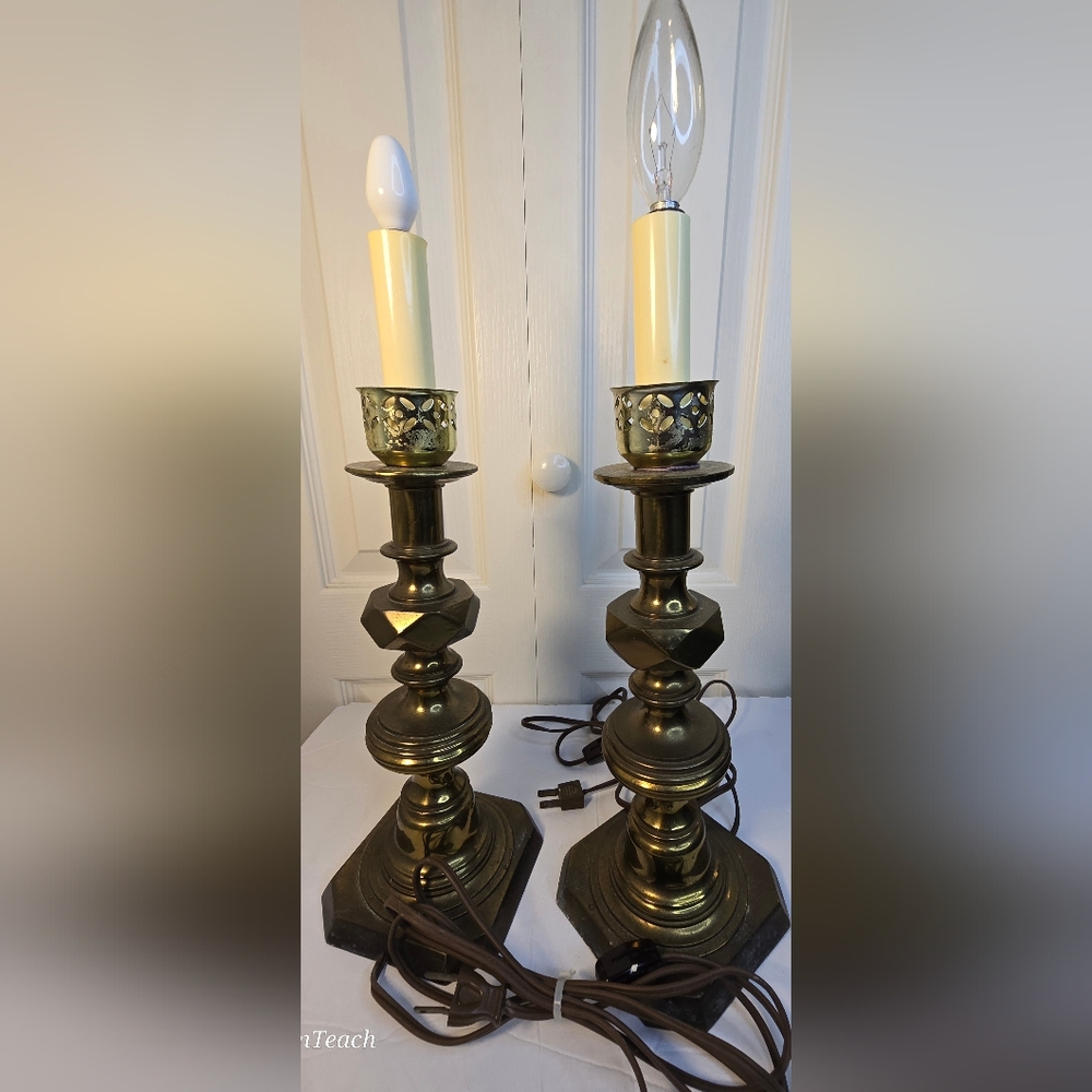 Vintage Brass Table Lamps Mid Century Rare Find